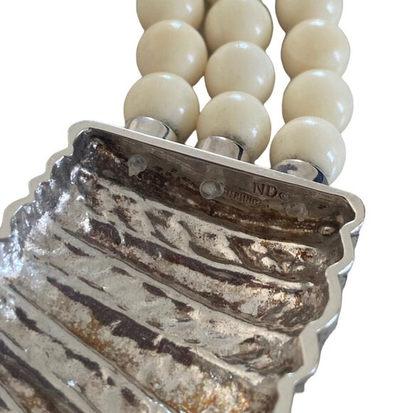 CHAPAL ZENRAY ND Sterling Silver VTG 80S Statement Necklace Multistand - Picture 8 of 15